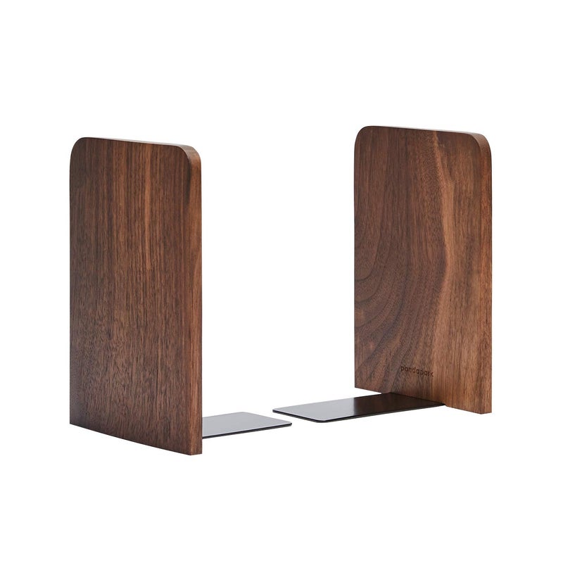 Pandapark Wood Bookends Non-Skid Bookend for Shelves Heavy Duty Bookends Book Stand for Books/CDs 1 Pair - Image 1